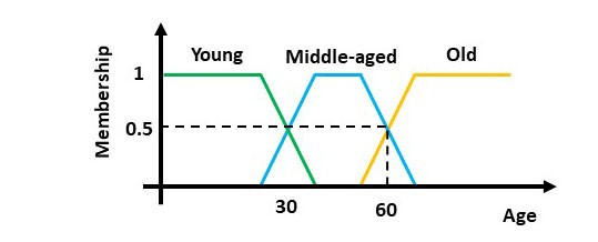 Fuzzy logic membership function on age groups