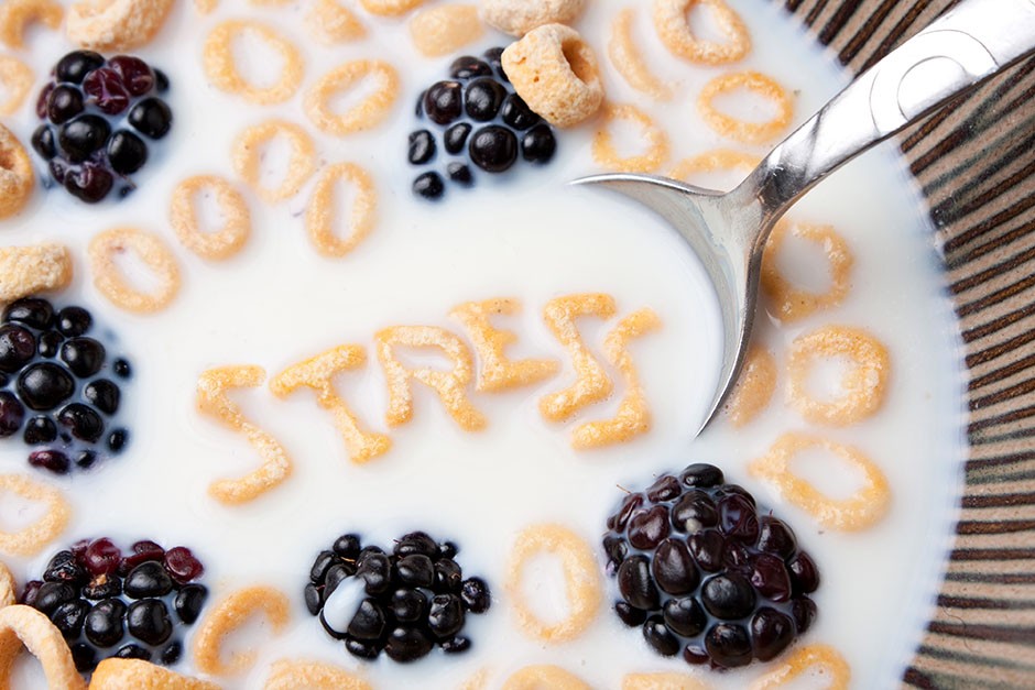 Word stress spelled out in alphabet cereal bowl