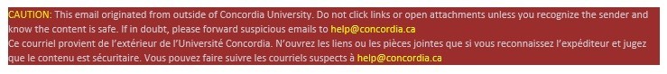 new banners to help identify emails from outside the concordia domain