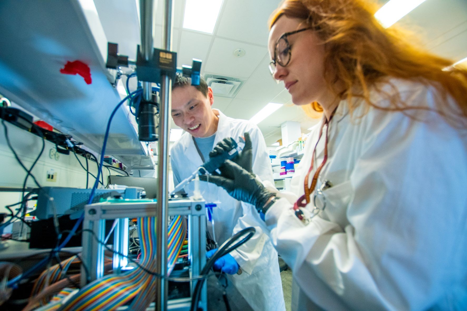 Steve Shih et Chiara Leal Alves dans leur laboratoire