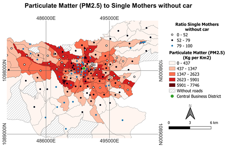 Un graphique montrant les particules dans l'air via une carte avec les couleurs rouge et orange.