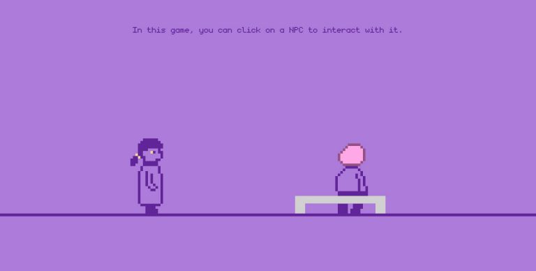 Elise Trinh travaille sur Conversation Starters, un microjeu traitant de la manière d’engager la conversation avec une personne assise sur un banc.