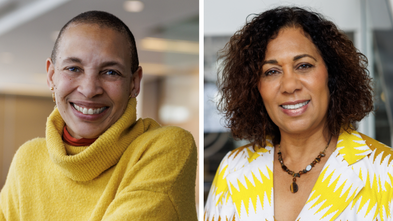 A dyptich of two smiling Black women