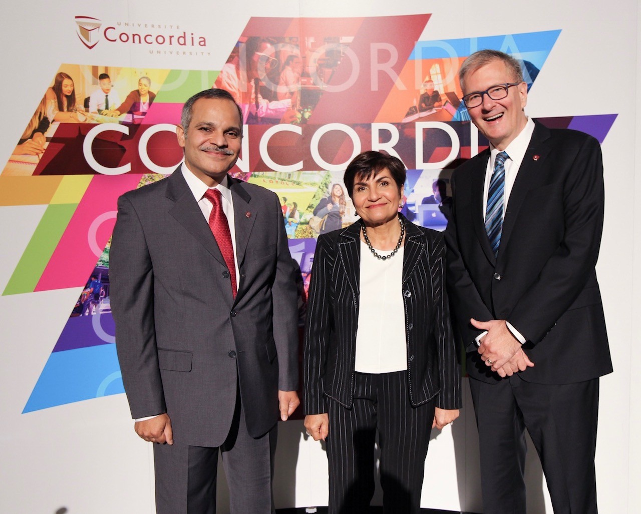 Concordia donor Gina Cody, with the university’s president Alan Shepard (right) and Amir Asif (left), dean of the Gina Cody School of Engineering and Computer Science.