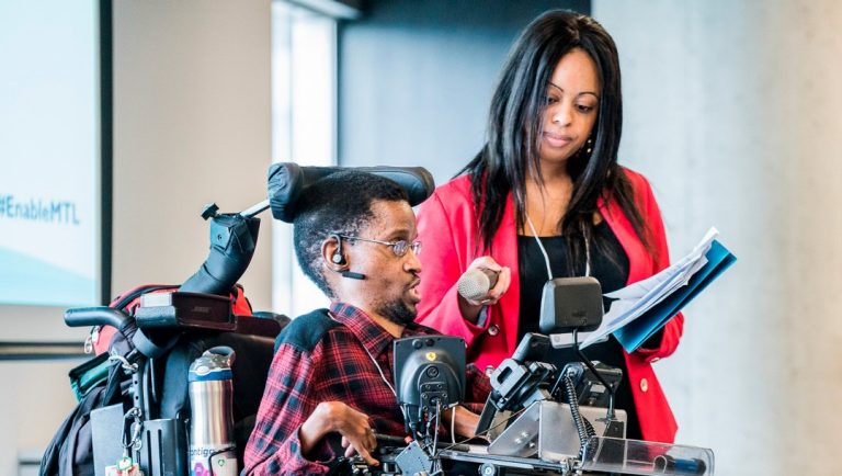 Two people facilitate a workshop at the 2018 Enable Montreal event. | Photo by Concordia University