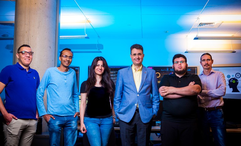 Mourad Debbabi (third from left) with members of his team (from left) Badis Racherache, Abdullah Qasem, Paria Shirani, ElMouatez Billah Karbab and Andrei Soeanu. Mourad Debbabi (third from right) with members of his team (from left) Badis Racherache, Abdullah Qasem, Paria Shirani, ElMouatez Billah Karbab and Andrei Soeanu.