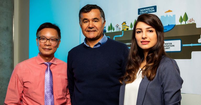 From left: Professors Samuel Li and Fariborz Haghighat, with master's student Niousha Rasi Faghihi.