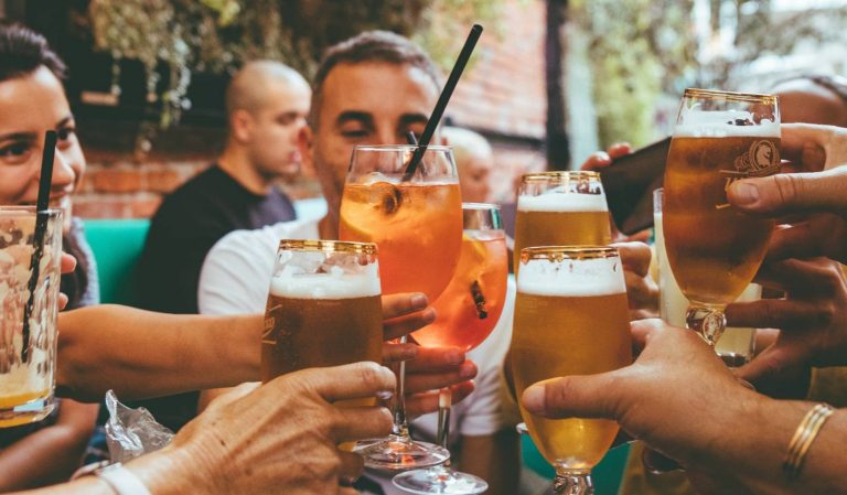 Young people drinking alcohol