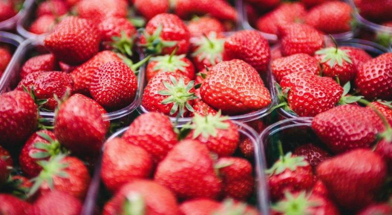 Strawberries at a grocery story