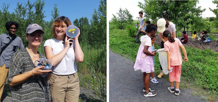 Diptych image of young people out in nature.