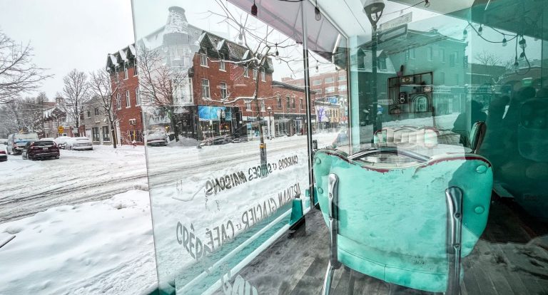 A snowy street in Montreal