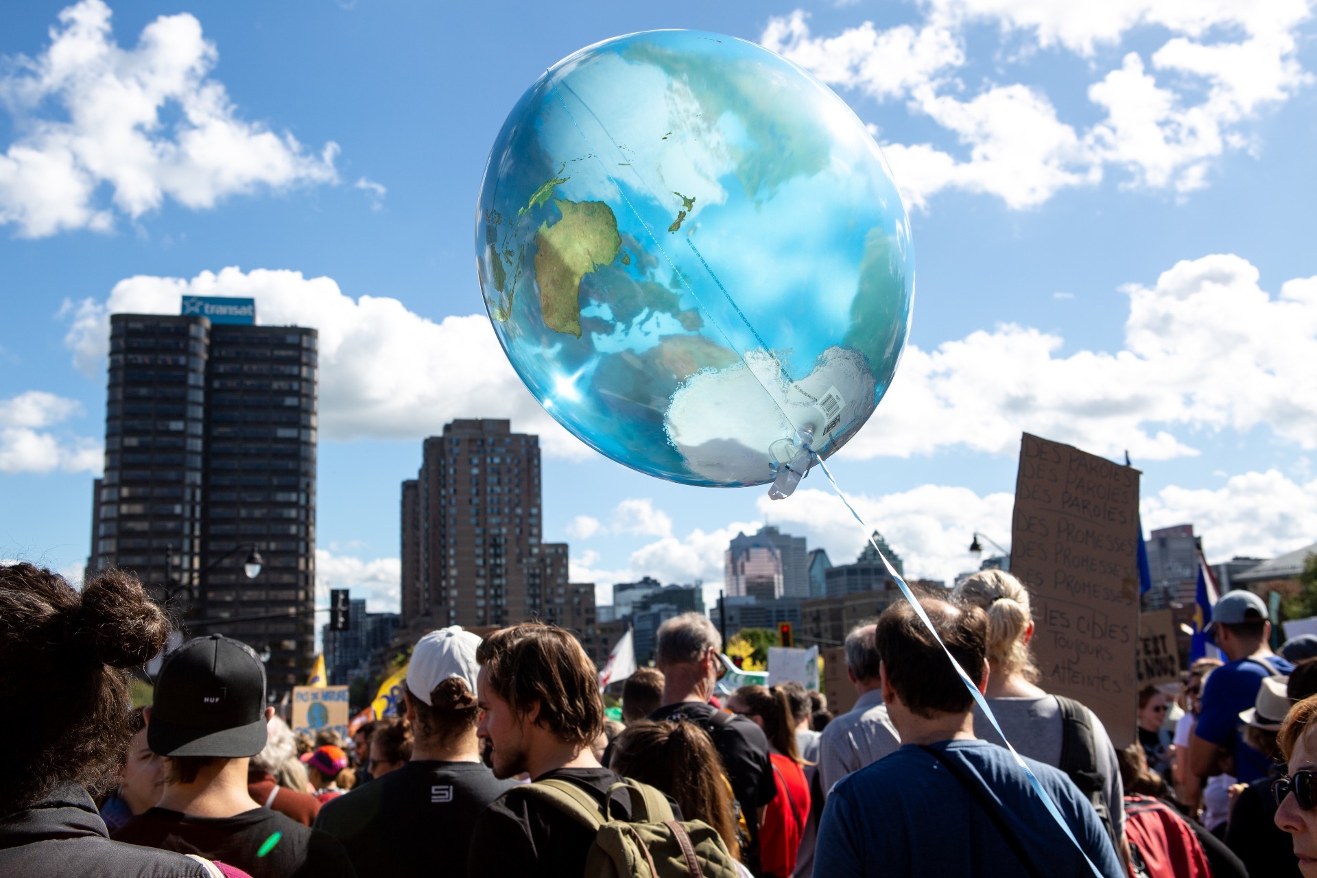 Crowd of people at a protest for the climate