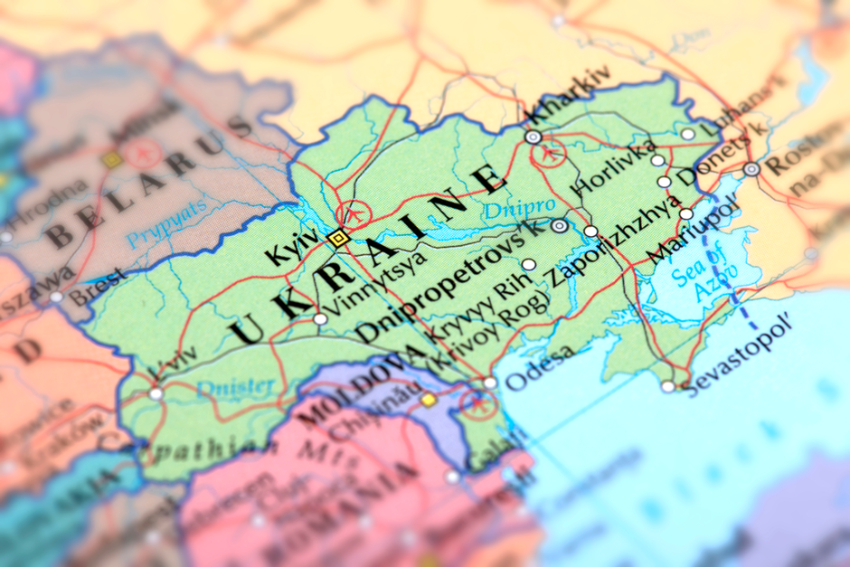 Colourful map of Ukraine