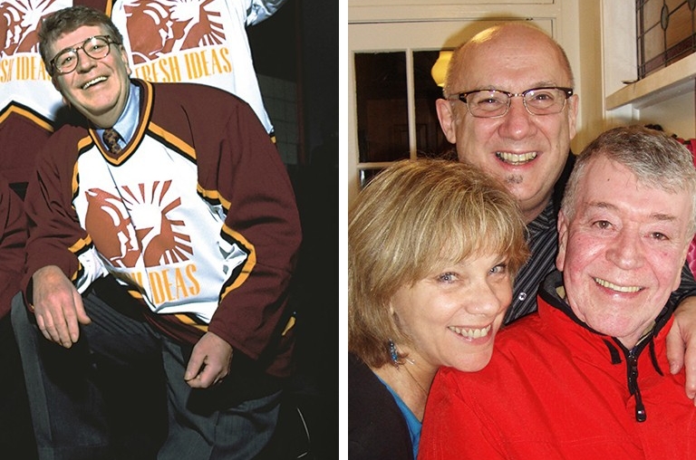 Brian Counihan, 1997, à gauche; Jane Hackett, le regretté Donald Boisvert et Brian Counihan en 2012, à droite.