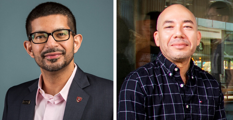 Image diptère de deux hommes, dont l'un porte des lunettes