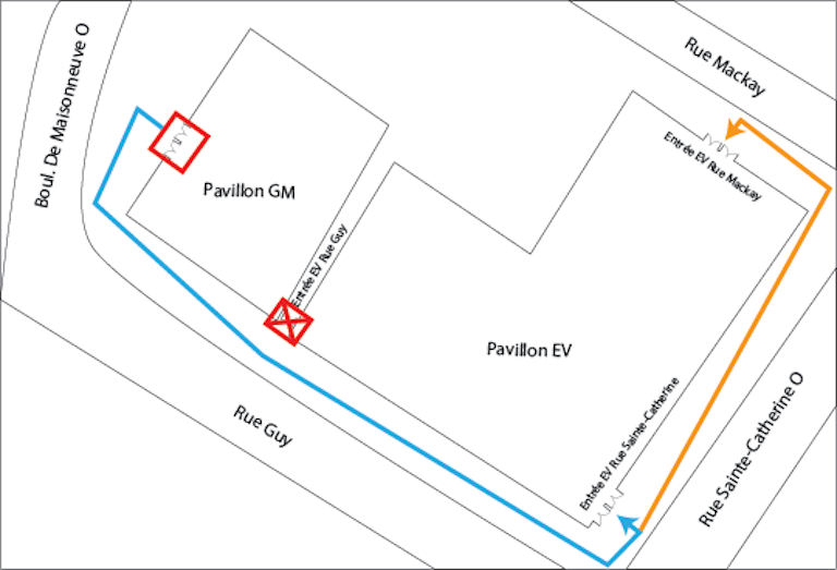 Map showing a temporary detour route.
